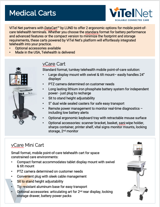 Latest resource added to website – our telehealth cart options